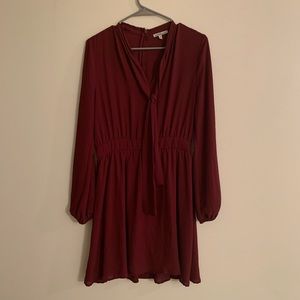 Maroon Long Sleeve Dress, Medium